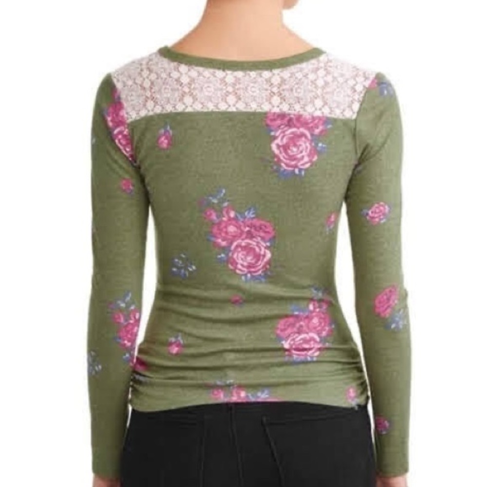 3/$20 Ribbed Top, Green Floral - Picture 2 of 8